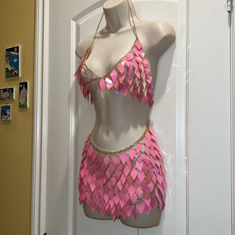 New 2 piece set Pink Festival Armour - Picture 3 of 6
